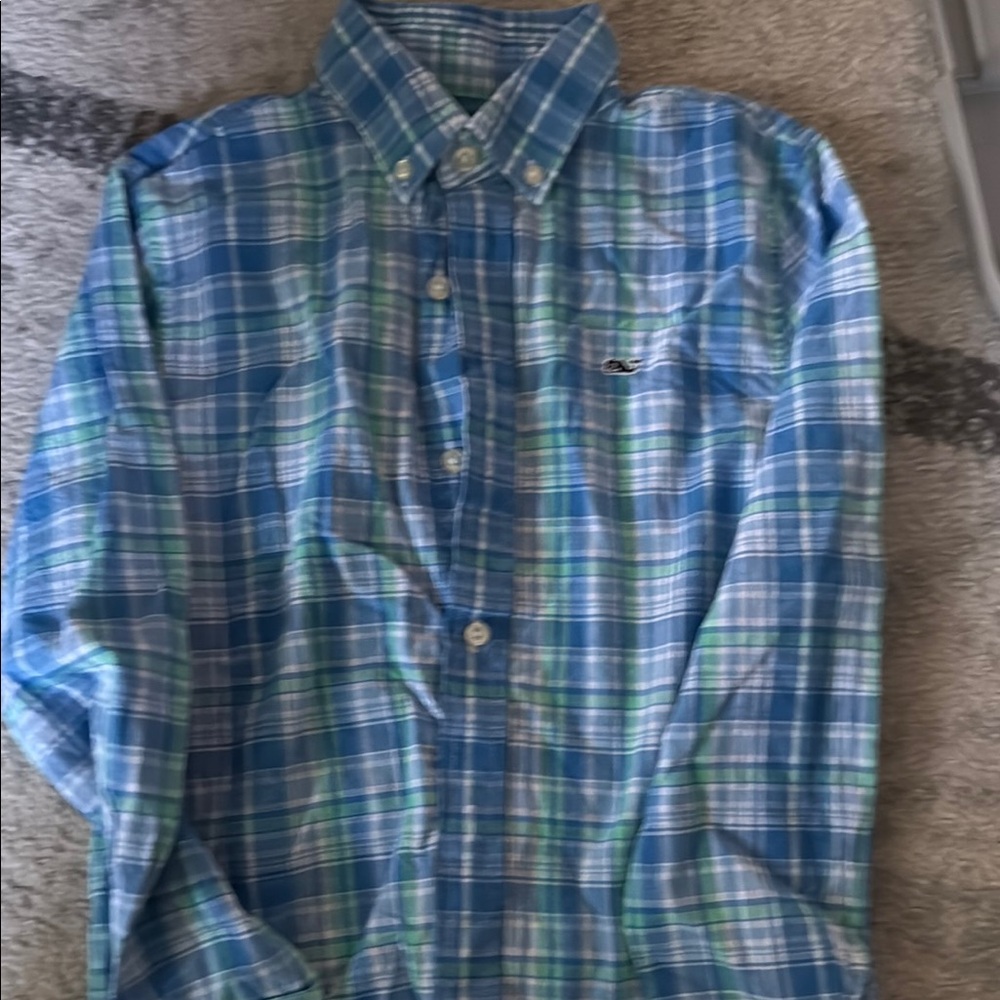 Vineyard Vines Blue and Green Casual Button Down Shirt
